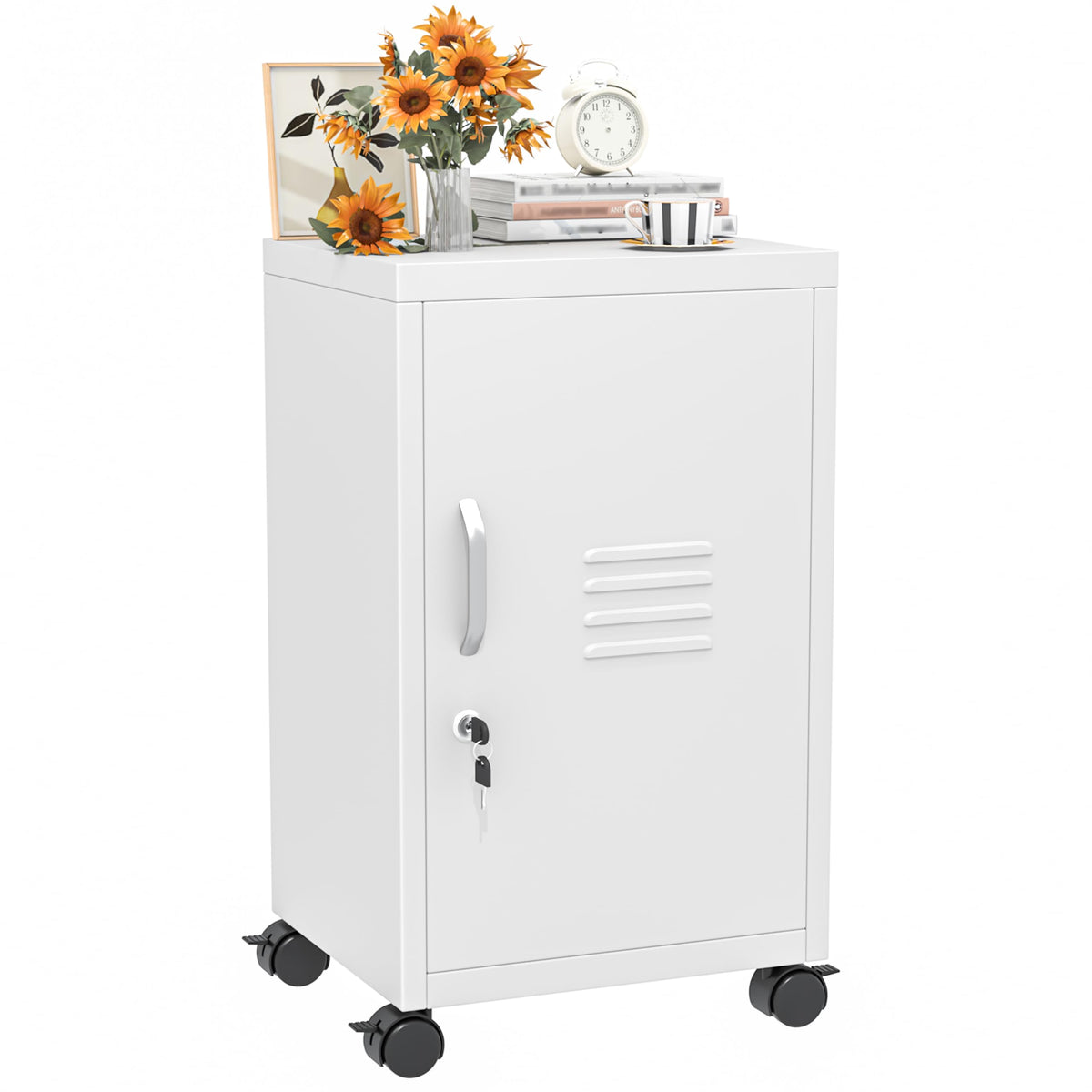 2 Drawer Metal File Cabinet with Lock,Lateral Filing Storage Cabinets,Steel Wide File Organization for Legal/Letter/A4/F4 Size with Hanging Files&Key,Lockable Printer Stand for Home Office, Black