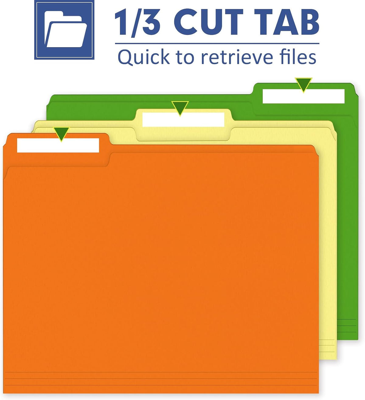 PANDRI Colored File Folders, 170 Pack 1/3 Cut Tab File Folder, 12 Colors
