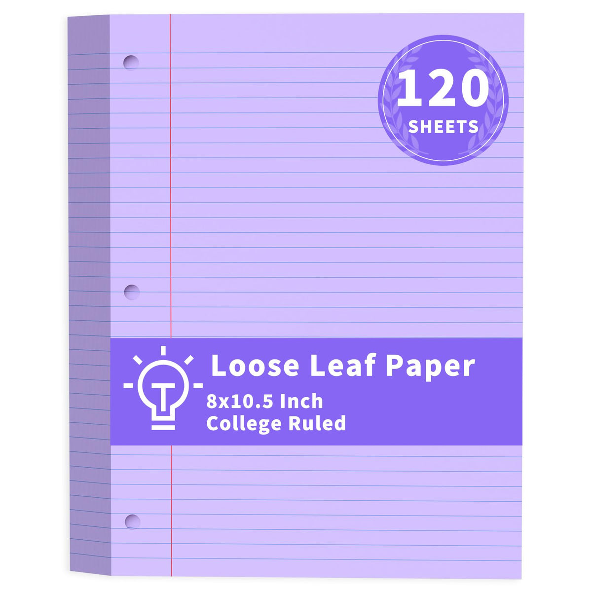 Loose Leaf Paper 120 Sheets Pink Paper 8x10.5 College Ruled Notebook Paper