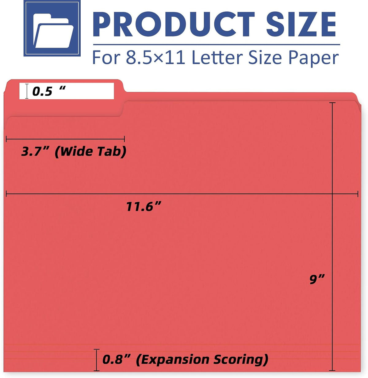 PANDRI Colored File Folders, 170 Pack 1/3 Cut Tab File Folder, 12 Colors