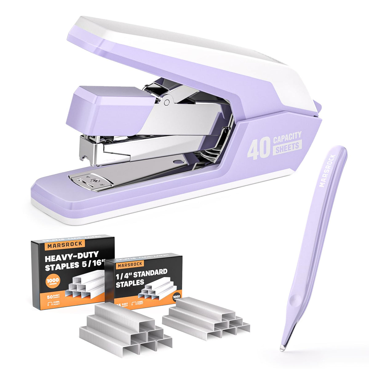 Marsrock Heavy Duty Stapler for Desk with 40-50 Sheet, 2000 Staples, Purple