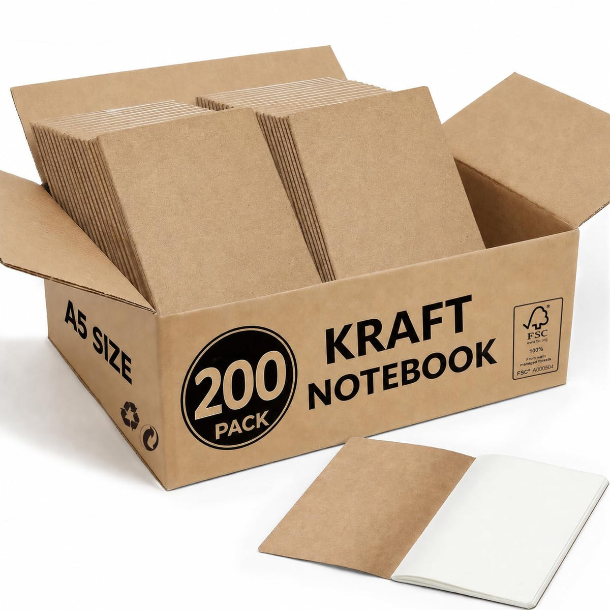 5 Pack Blank Kraft Notebooks A5, Unlined Composition Journals, 60 Pages