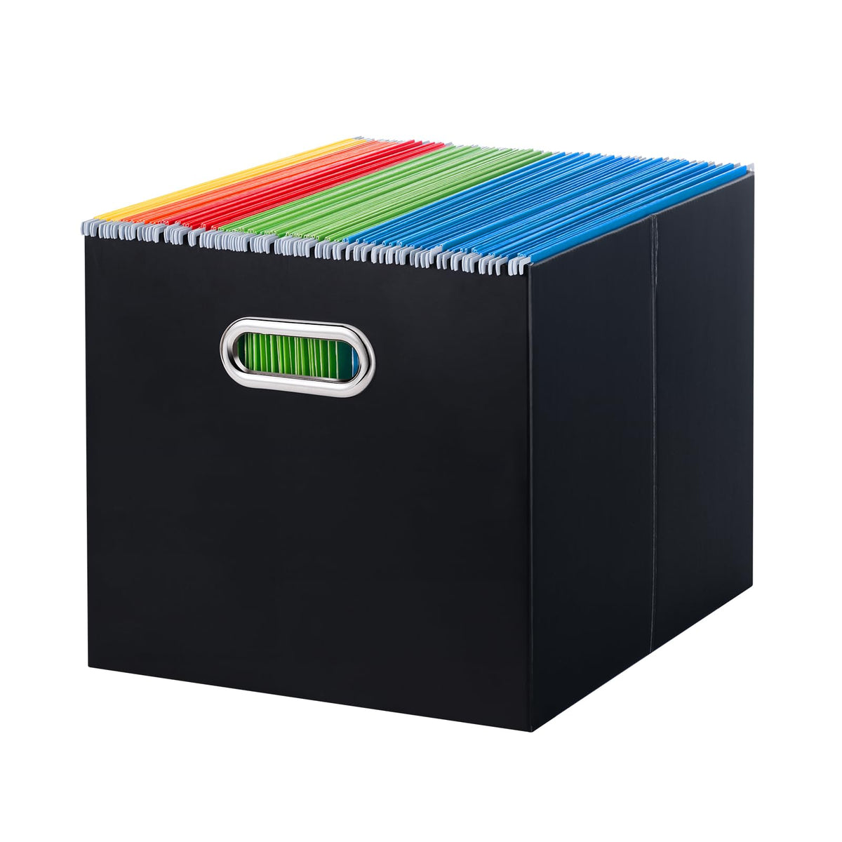 Oterri Portable Collapsible Cardboard File Box with Handle for Letter-Size