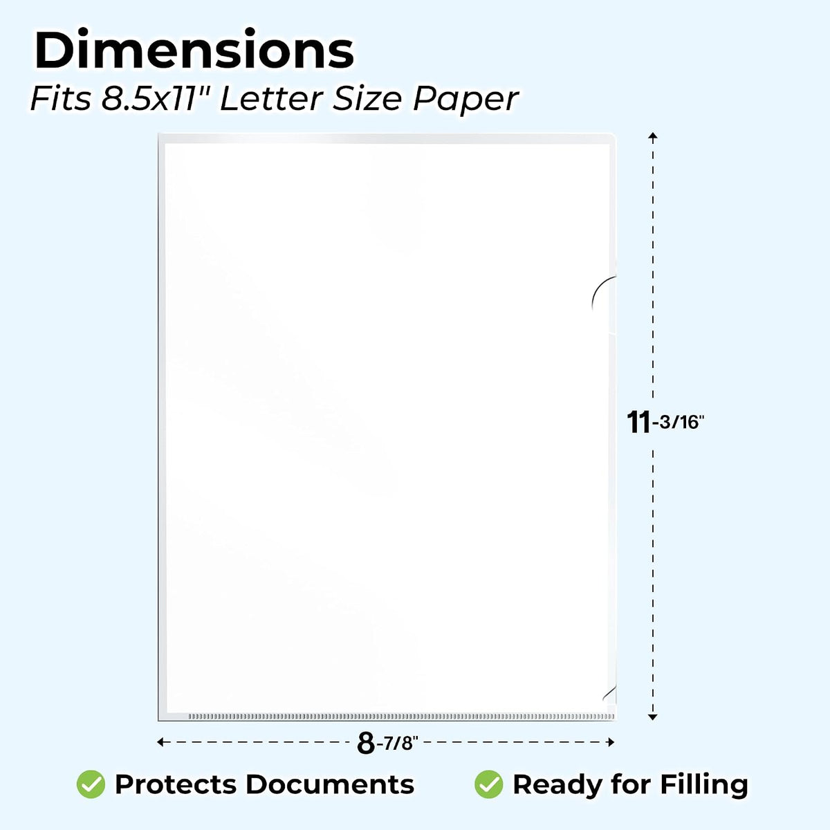 Dunwell Clear Folders for Documents, Plastic 8.5x11 File Sleeves, 36 Pack