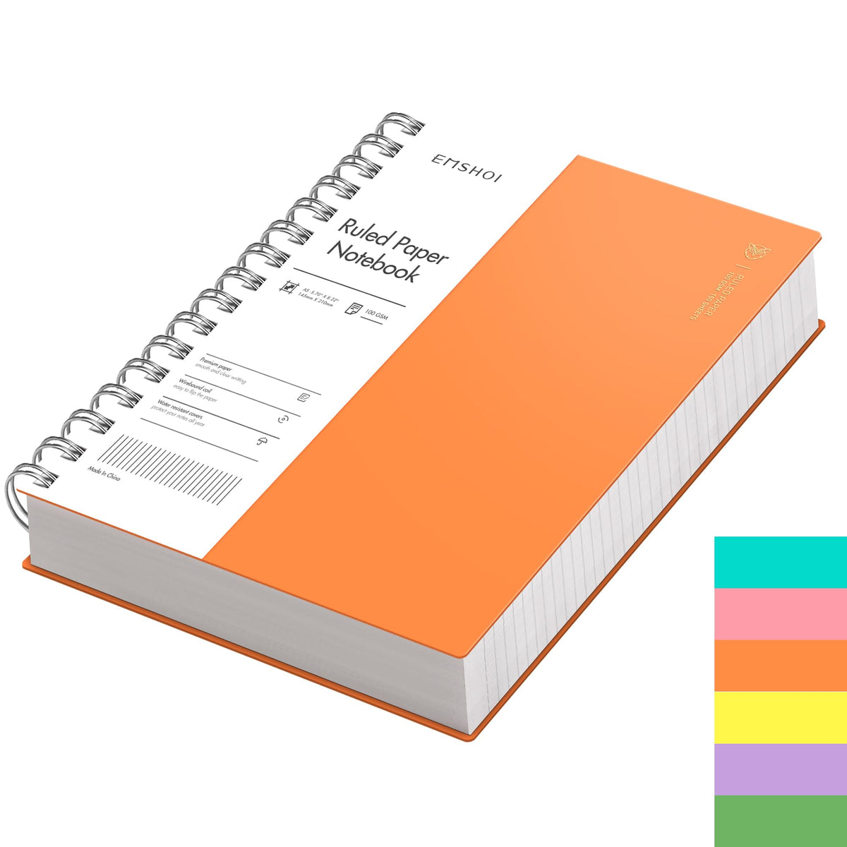 EMSHOI Lined Spiral Journal Notebook, 300 Pages, A4 Size (8.2'' x 11.2'')