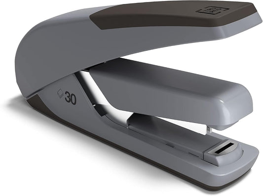 TRU RED One‑Touch DX‑4 Desktop Stapler, 30‑Sheet Capacity, Black/Gray – Low‑Force Stapler with Non‑Slip Grip
