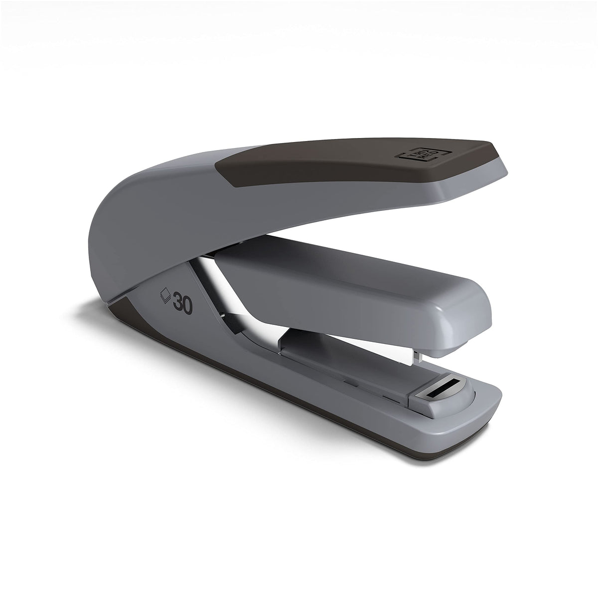 TRU RED One‑Touch DX‑4 Desktop Stapler, 30‑Sheet Capacity, Black/Gray – Low‑Force Stapler with Non‑Slip Grip