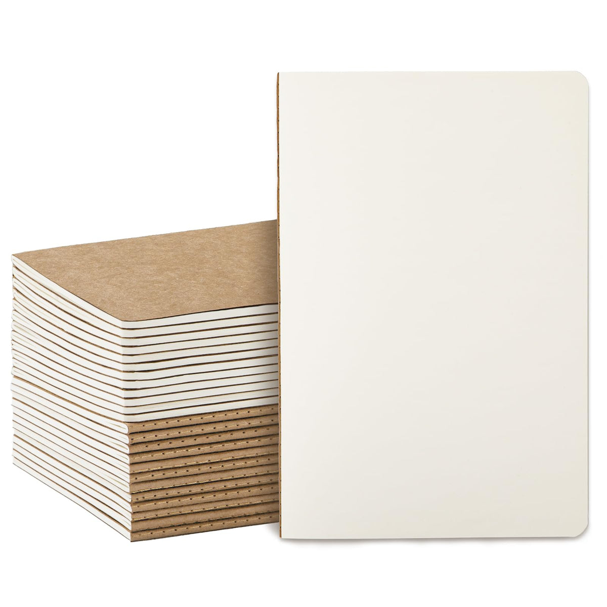 5 Pack Blank Kraft Notebooks A5, Unlined Composition Journals, 60 Pages