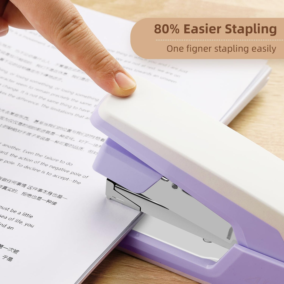 Deli Effortless Desktop Stapler, Heavy Duty Stapler, Violet