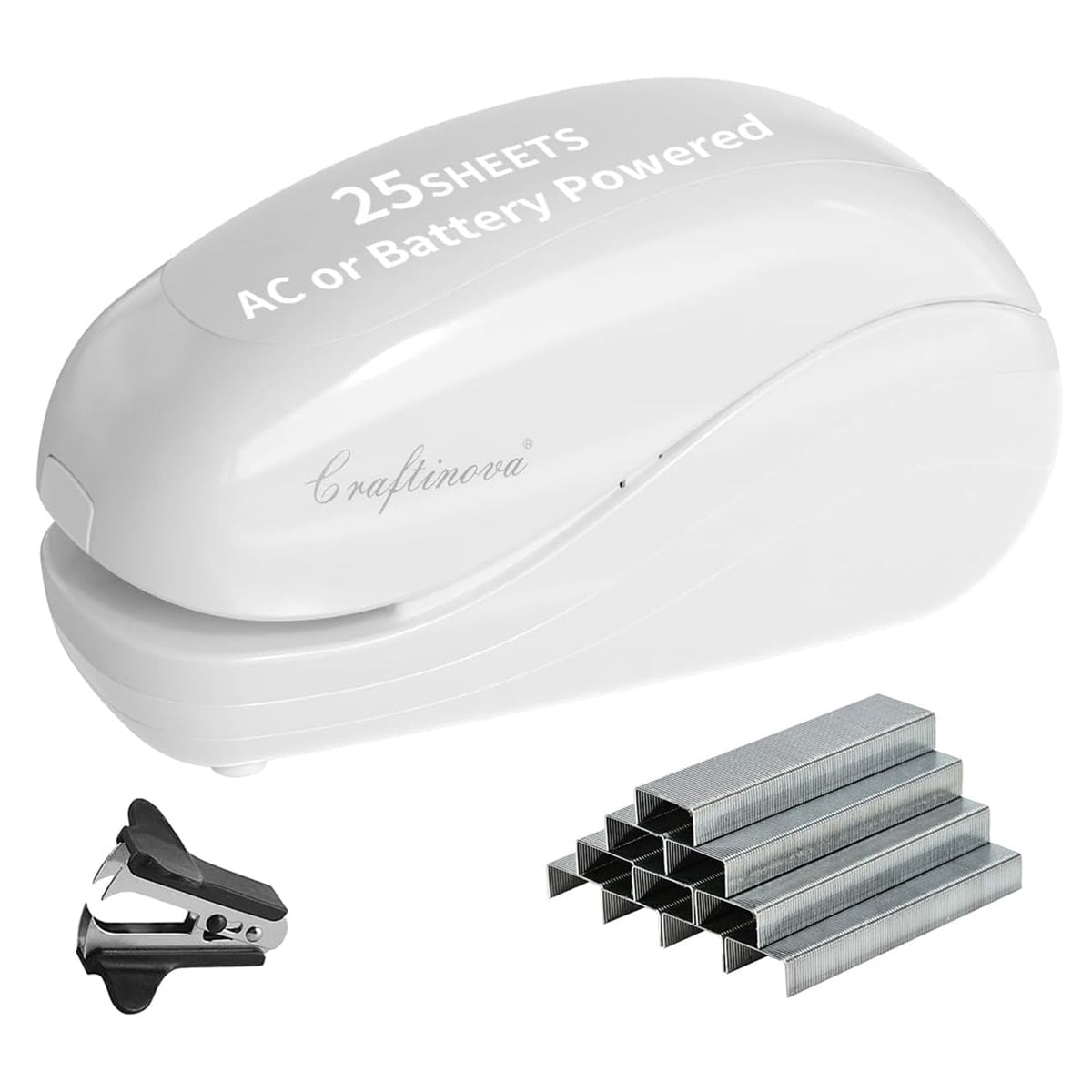 Electric Stapler,Including 2000 Staples and 1 Staple Remover, Suitable for Palm Size and high Comfort，25 Sheet Capacity, AC Adapter or Battery Powered，Battery not Included