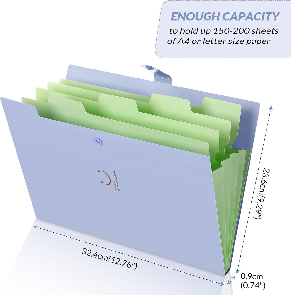 SKYDUE Expanding File Folders with 5 Pockets, Accordion File Organizer with 32 Labels, Portable Document Paper Organizer, Filing Folders, Letter / A4 Size, Pack of 4