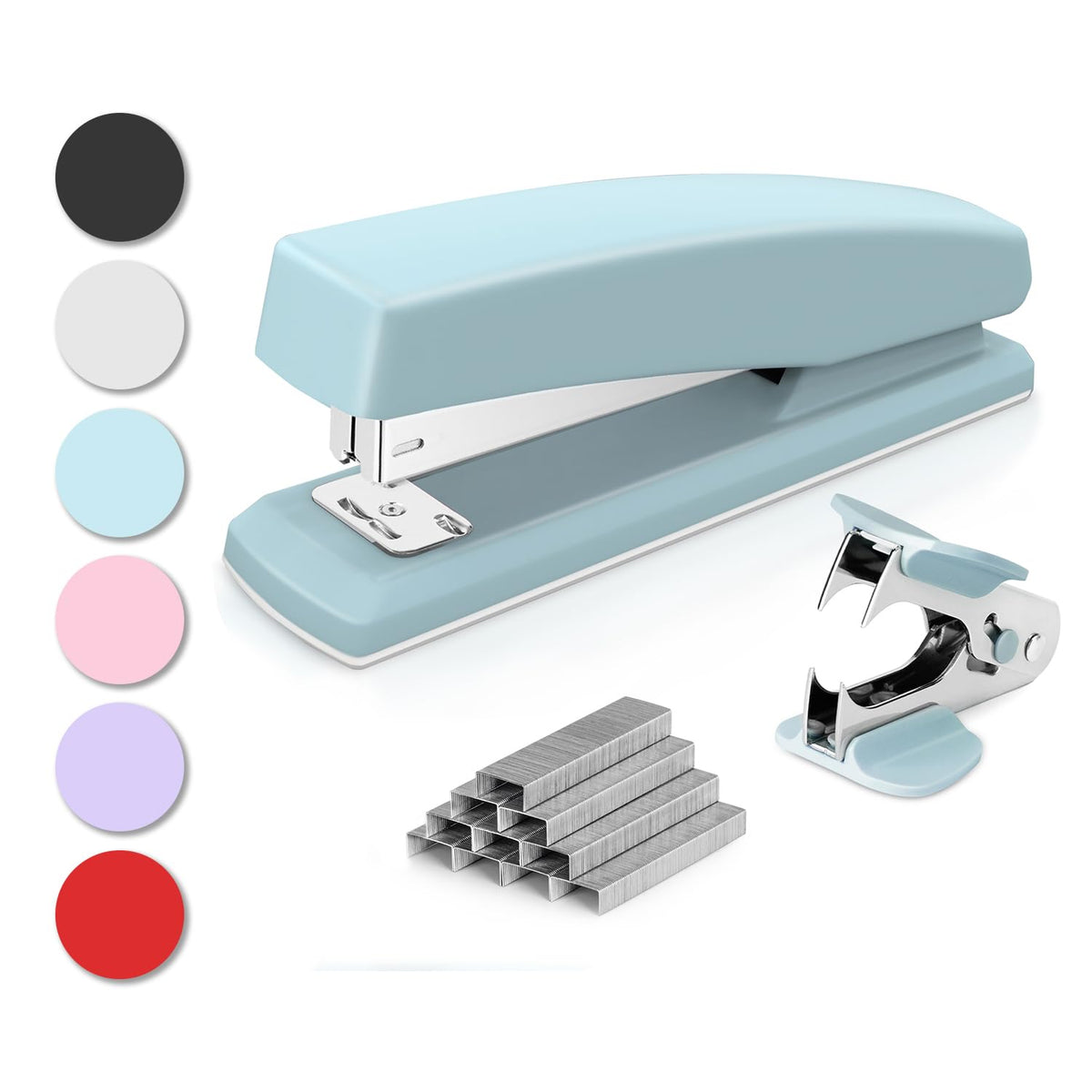 Deli Stapler, 2000 Staples and 2 Staple Removers, 2 Pack, Black