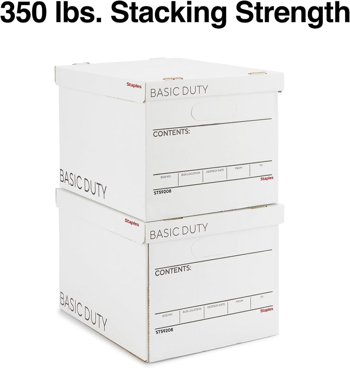 Staples Corrugated File Box, Lift-Off Lid, Letter/Legal, White/Black, 10/Pk