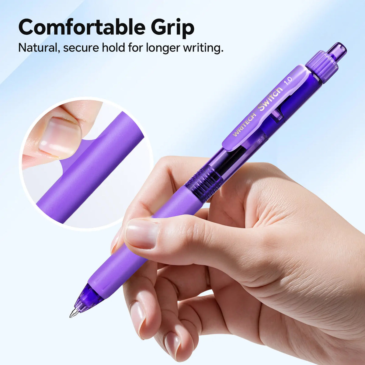 WRITECH Colored Ink Gel Pens: Switch Between Silent and Clicky, 1.0mm Bold Point Pen for Journaling Smooth Writing Quick-dry No Bleed 10ct WRITECH x Creative Lettering