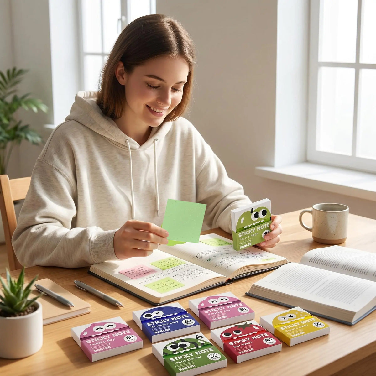Rarler Transparent Pull-Out Glitter Sticky Notes (12 Boxes, 960 Total) - Office Stationery, Back to School Essentials, Student Study Notes, Strong Adhesion, Quality Paper, 80 Per Pad, 50 Reuses, No Residue Desk Accessory, School Supplies Shopping Item