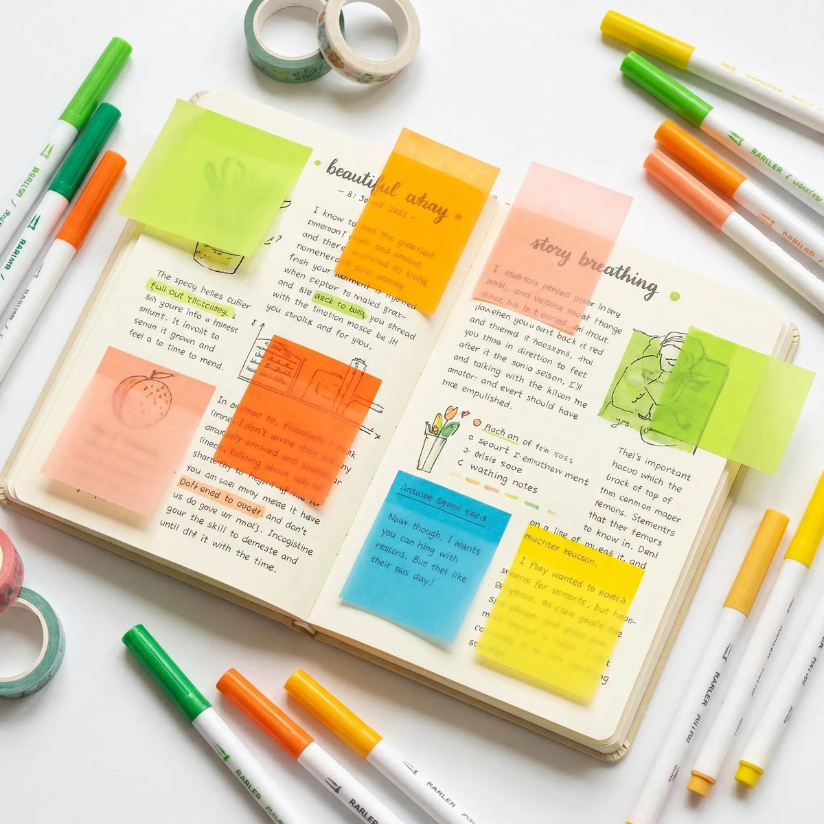 Rarler Transparent Pull-Out Glitter Sticky Notes (12 Boxes, 960 Total) - Office Stationery, Back to School Essentials, Student Study Notes, Strong Adhesion, Quality Paper, 80 Per Pad, 50 Reuses, No Residue Desk Accessory, School Supplies Shopping Item
