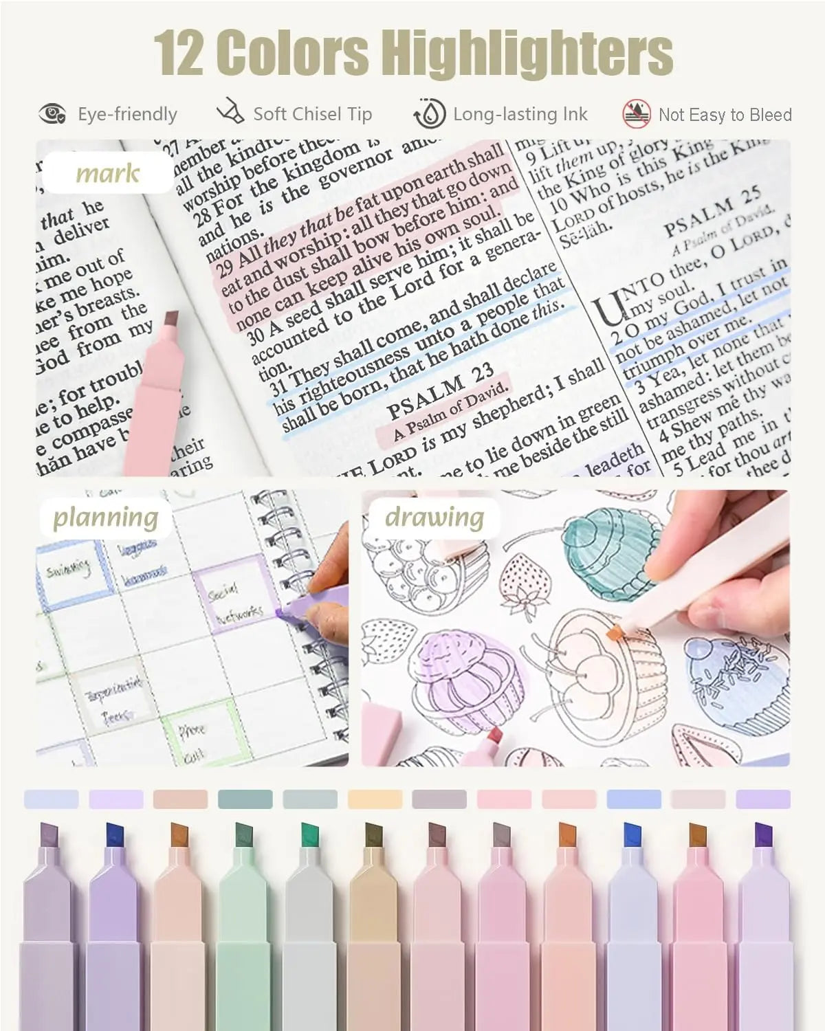 【back to a school shopping】Four Candies School Supplies with Cute Pencil Case, 39ct | Back to School Stationery Set, Essentials for College & Nursing Students, 5 Gel Pens, 6 Mechanical Pencils, 12 Highlighters