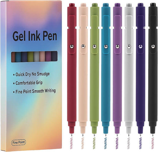 Thboxes 8Pcs Gel Pens for Journaling, 0.5mm Fine Tip Retractable Colored Nurse Pens - Smooth Writing for Note Taking, Office & School Supplies, Journaling Supplies for Women Teacher Nurse gifts