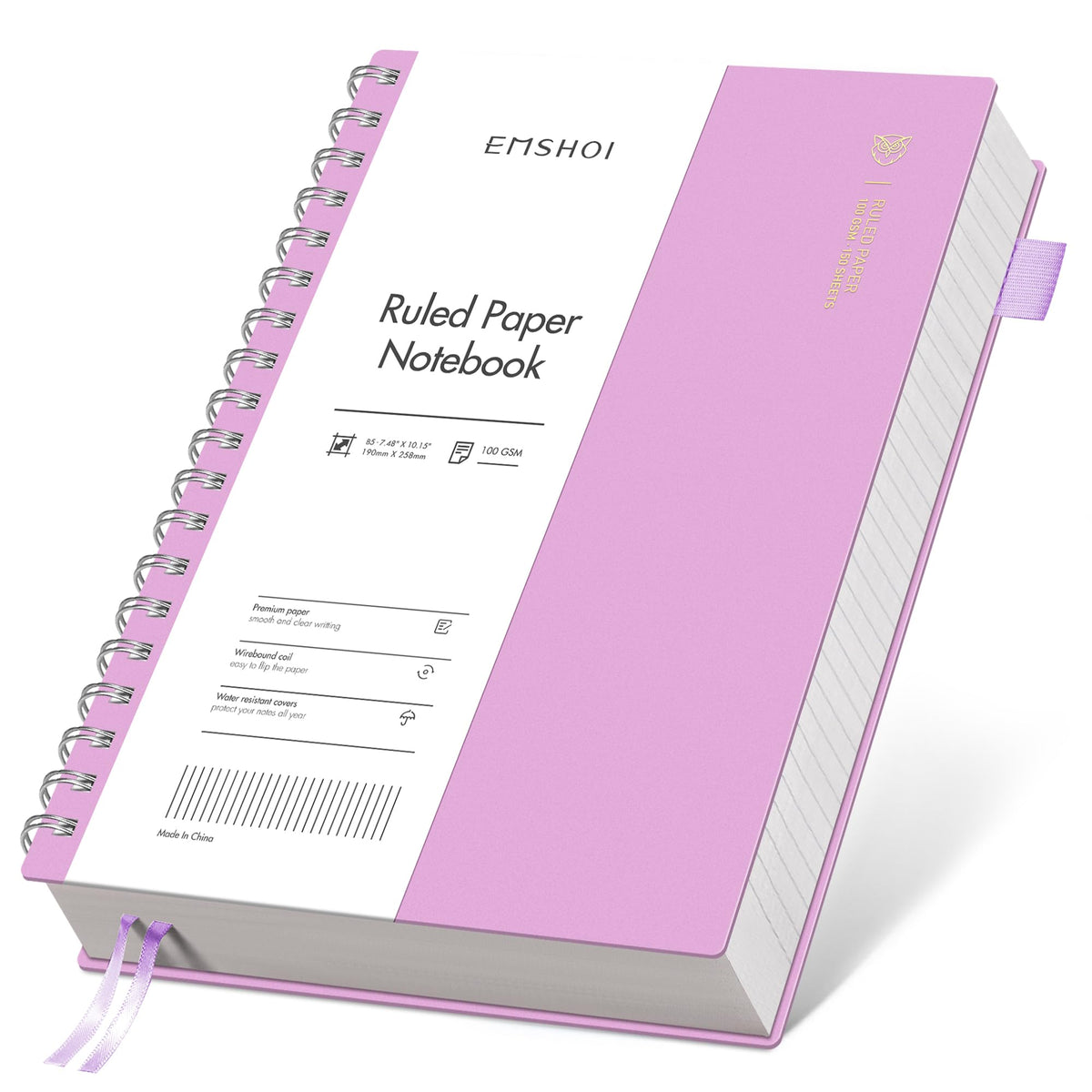 EMSHOI Lined Spiral Journal Notebook, 300 Pages, A4 Size (8.2'' x 11.2'')