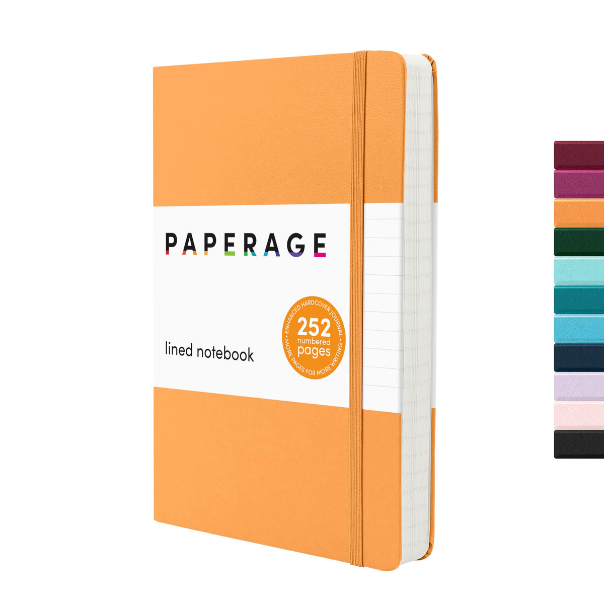 PAPERAGE Lined Journal Notebook, Hardcover Journal for Women & Men, 160 Pages, (5.6 in x 8 in), College Ruled Journaling Notebook for Work, School Supplies & Note Taking, (Black)