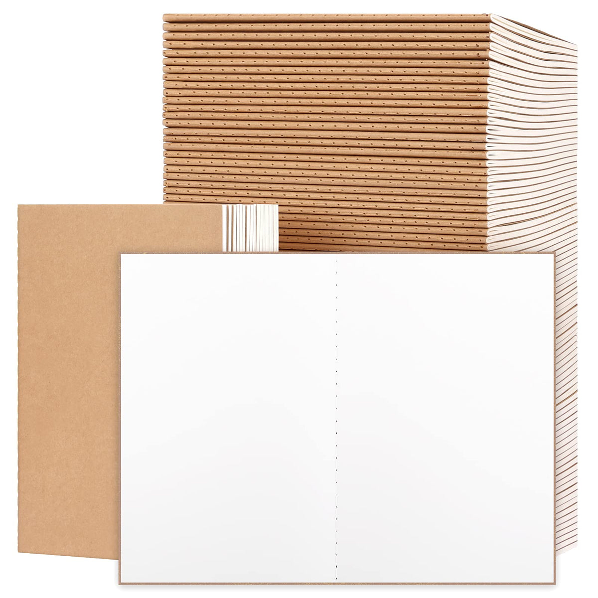 EOOUT 24 Pack Blank Kraft Notebooks, A5 Journals Notebook Bulk, Unlined Paper Sketchbooks, 8.3x5.5in 60 Pages Travel Journal Set for Journaling, Student, Kids, Writing