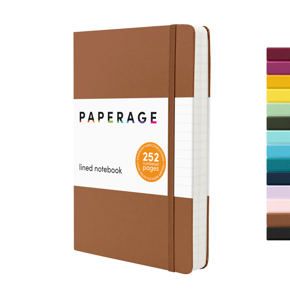 PAPERAGE Lined Journal Notebook, Hardcover Journal for Women & Men, 160 Pages, (5.6 in x 8 in), College Ruled Journaling Notebook for Work, School Supplies & Note Taking, (Black)