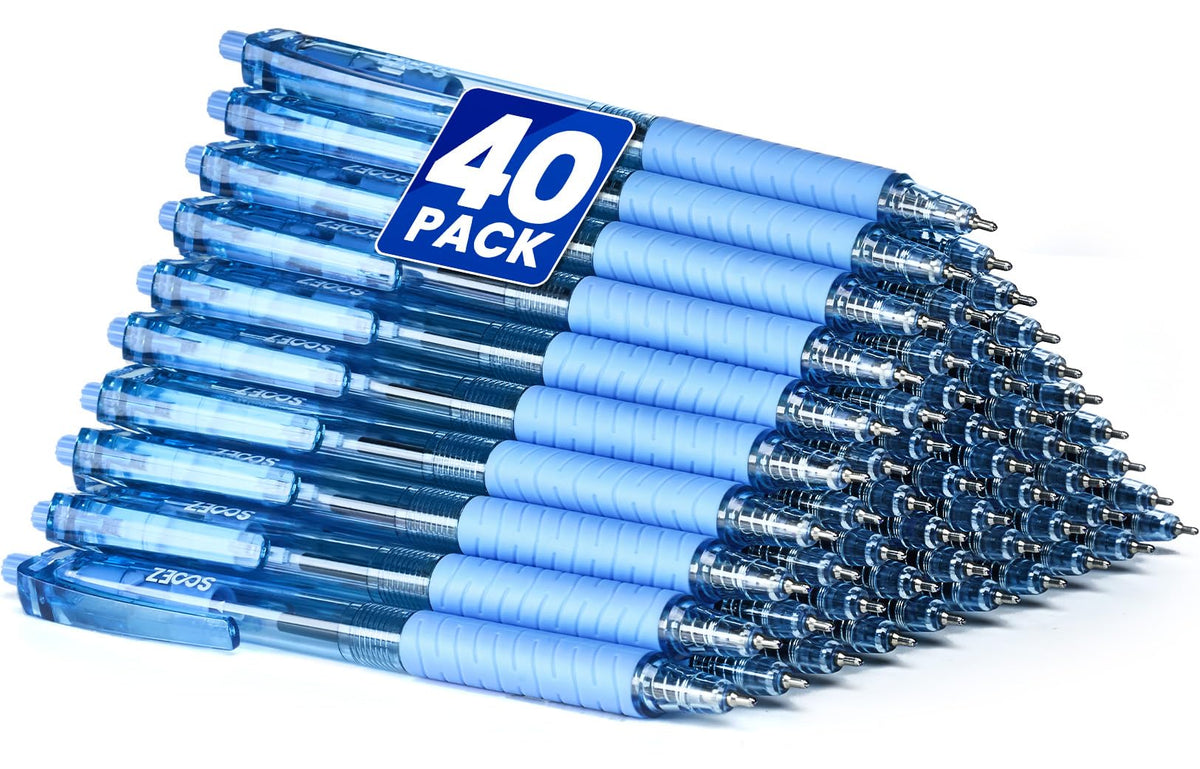 Sooez 40 Pack Bulk Pens Ballpoint, Smooth Writing Pens with Soft Grip