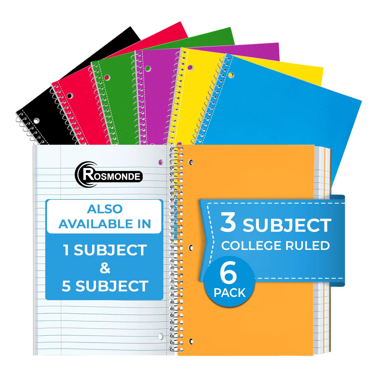 Rosmonde Spiral Notebook, 12 Pack, 1 Subject, College Ruled, 70 Sheets