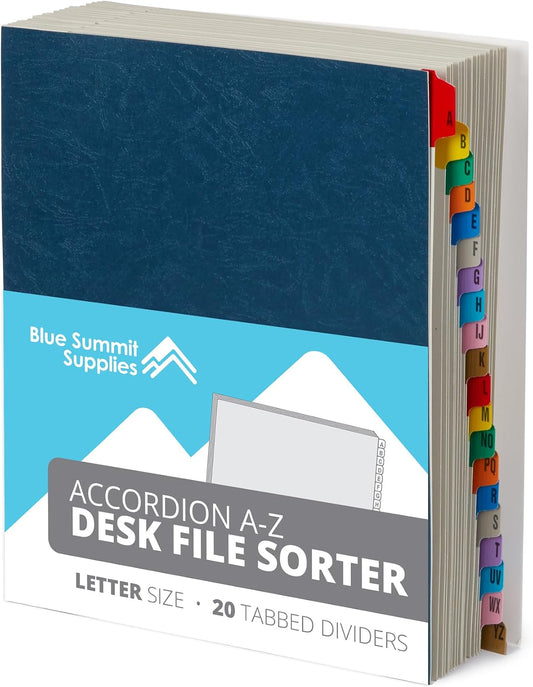 Blue Summit Supplies Expanding Desk File Sorter, Alphabetical, Letter Size