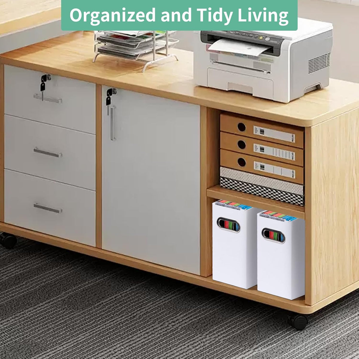 Collapsible File Organizer Box with Handle, Filing Organizer for Home or Office, Small Portable File Box(1 Pack, White)