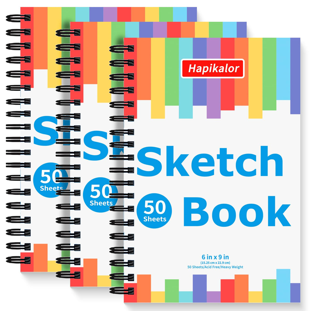 9" x 12" Sketch Book, 2-Pack 50 Sheets Spiral Bound Art Sketchbook Notebook