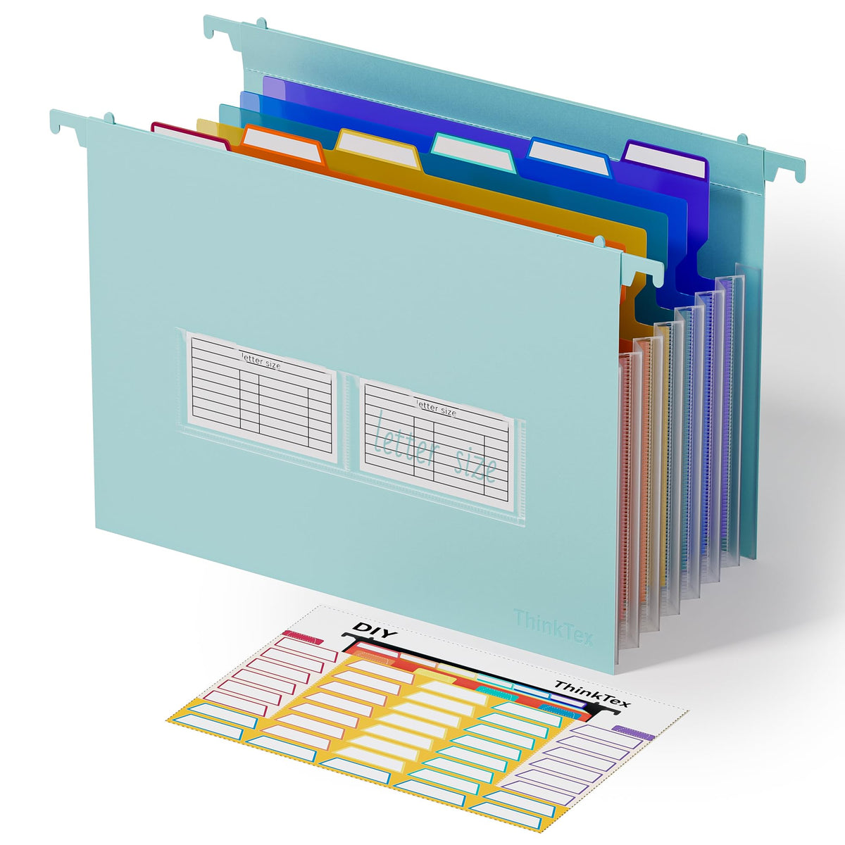 ThinkTex Plastic Expanding Hanging File Folders, 7 * 1.2" Accordion Pockets