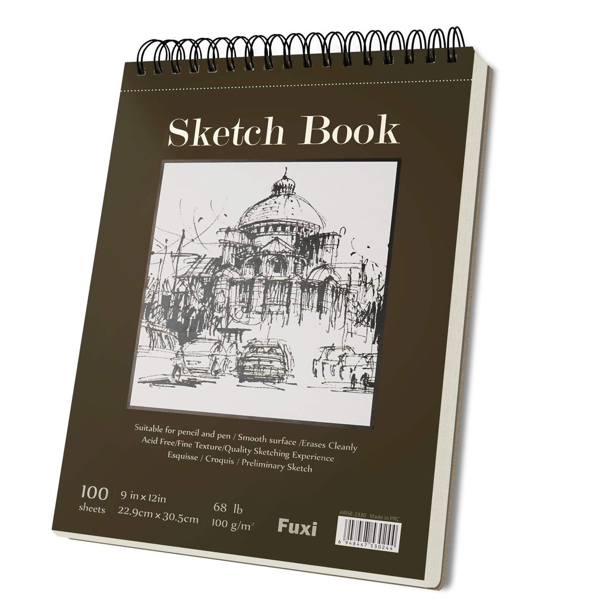 Fuxi 9" x 12" Sketch Book_Top Spiral Bound Sketchbook_100Sheets 68lb/100gsm