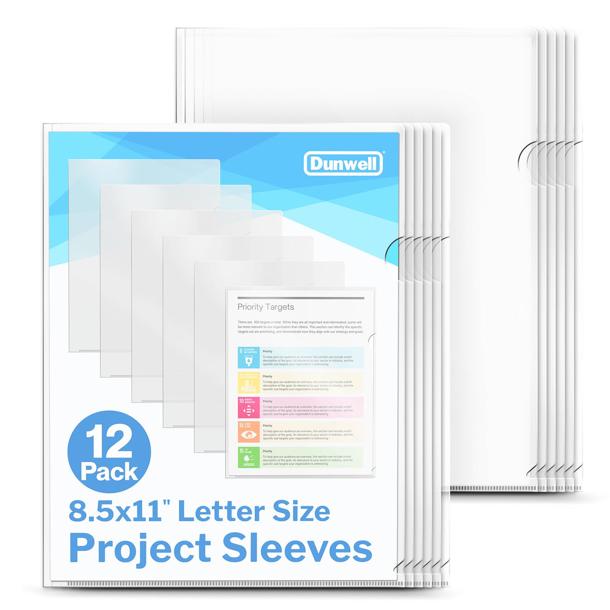 Dunwell Clear Folders for Documents, Plastic 8.5x11 File Sleeves, 36 Pack