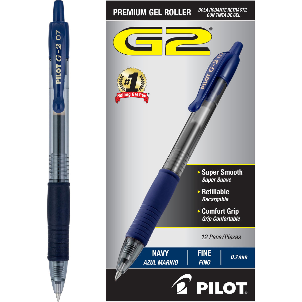 PILOT G2 Premium Rolling Ball Gel Pens, Fine Point, Black Ink, 12 Count