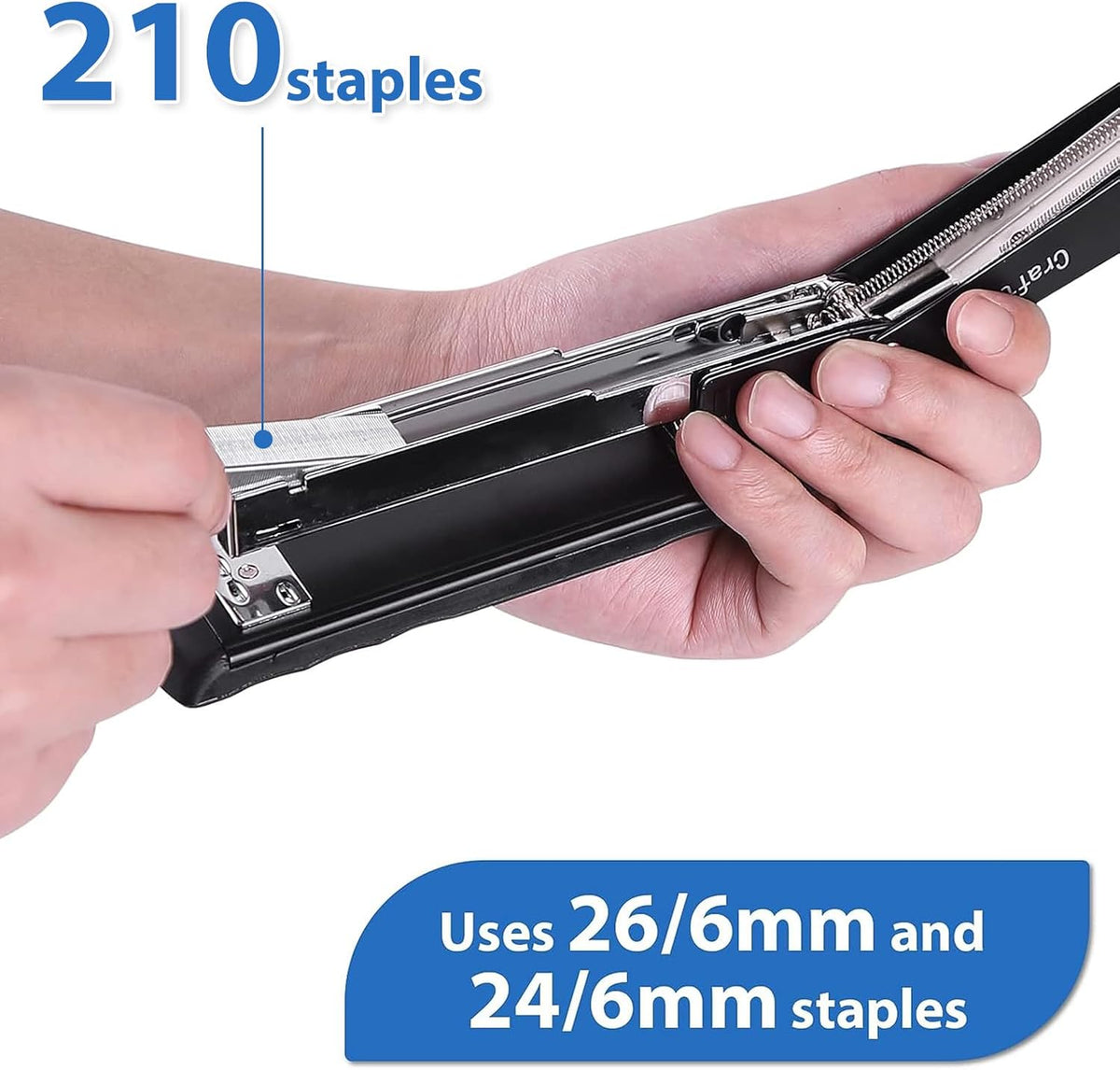 Metal Desktop Stapler - 25 Sheet Capacity, Heavy Duty, Black, with 2000 Staples & Remover, Office Use, 6 Pack