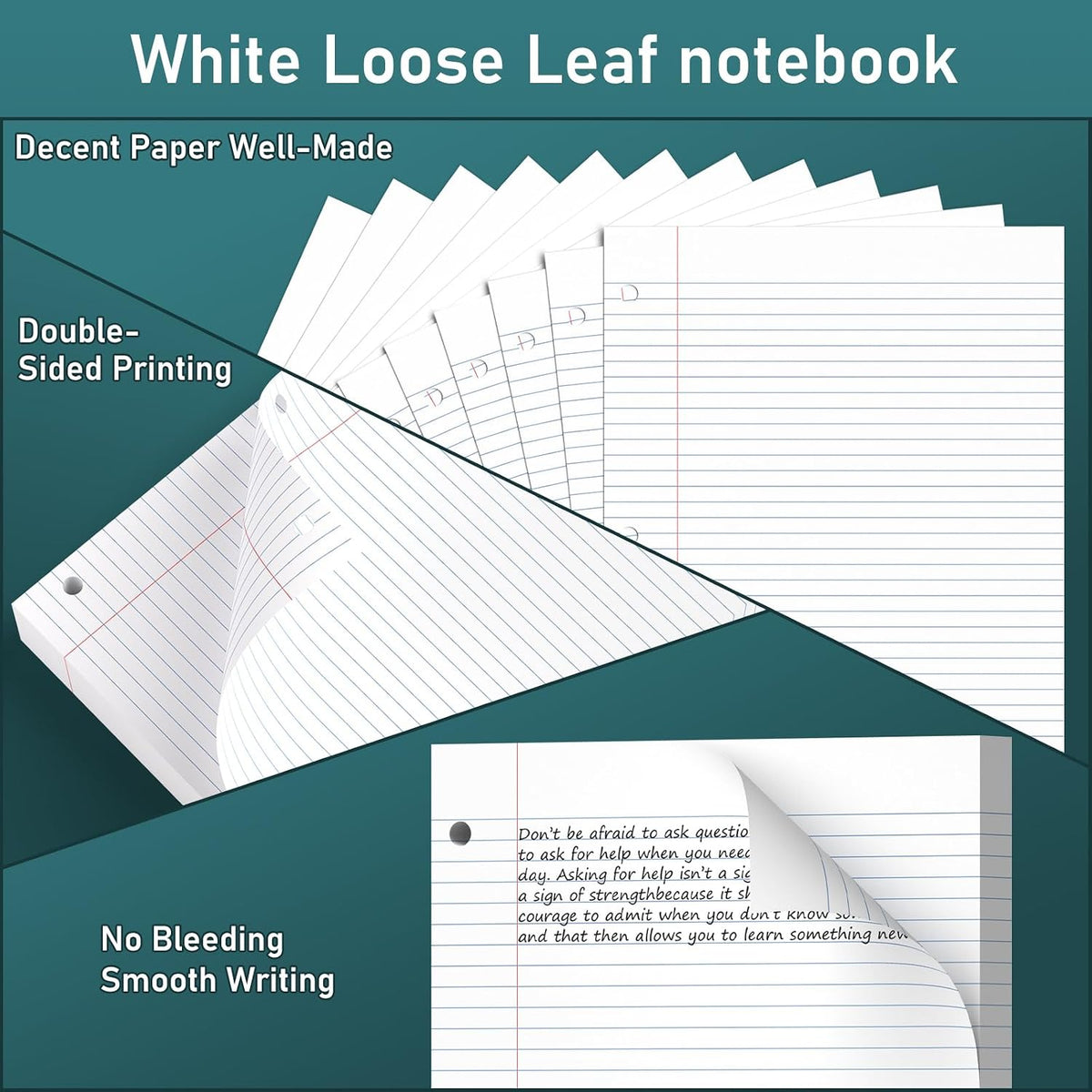 6 Pack Loose Leaf Paper, 130 Sheets Notebook, 8 x 10.5 Filler Paper Pads