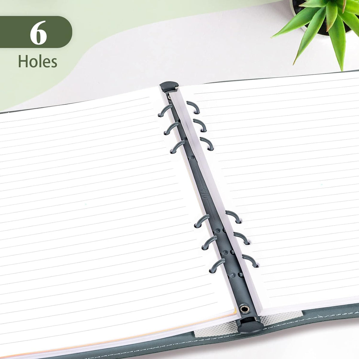 A5 Refill Paper, 6 Ring Lined Paper with Binder Dividers, 240 Pages, White