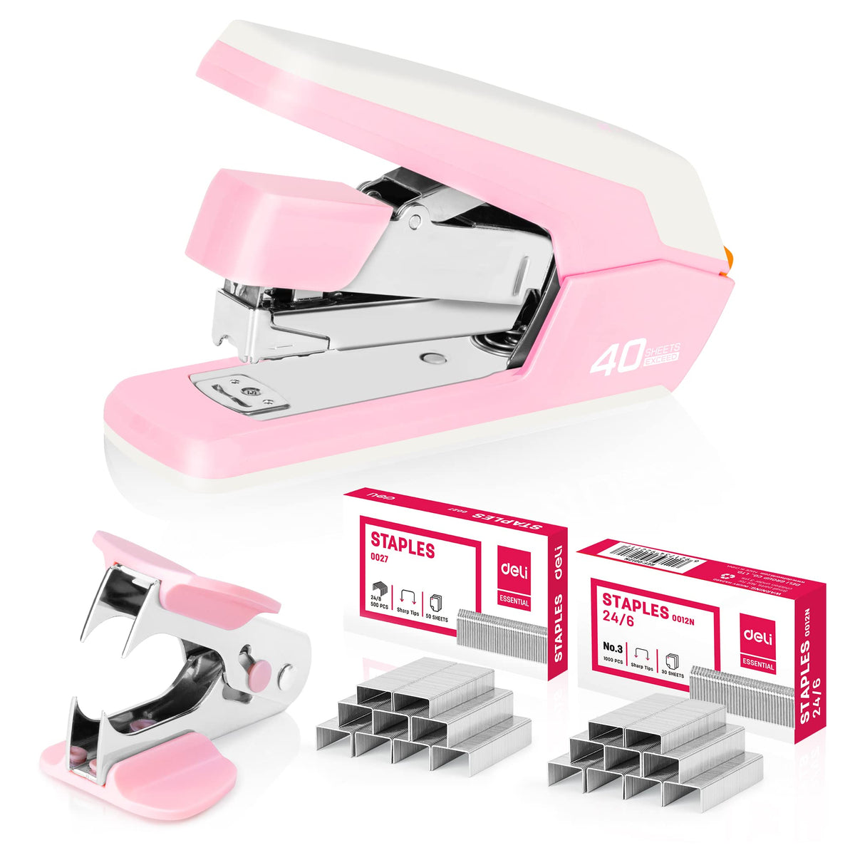 Deli Effortless Desktop Stapler, Heavy Duty Stapler, Violet