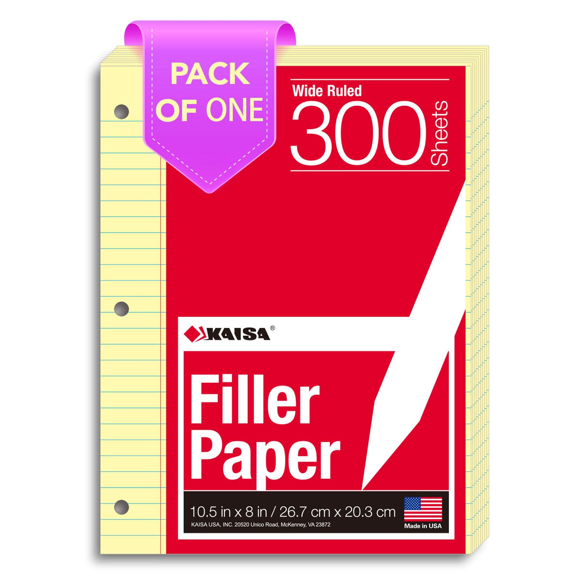 Kaisa Notebook Paper Bulk Wholesale Available 3 Pack Notebook Paper College Ruled 3-Hole Punched Loose Leaf Paper 8x10.5 Filler Paper for 3-Ring Binder, 150 Sheets/Pack (3 Pack-college)