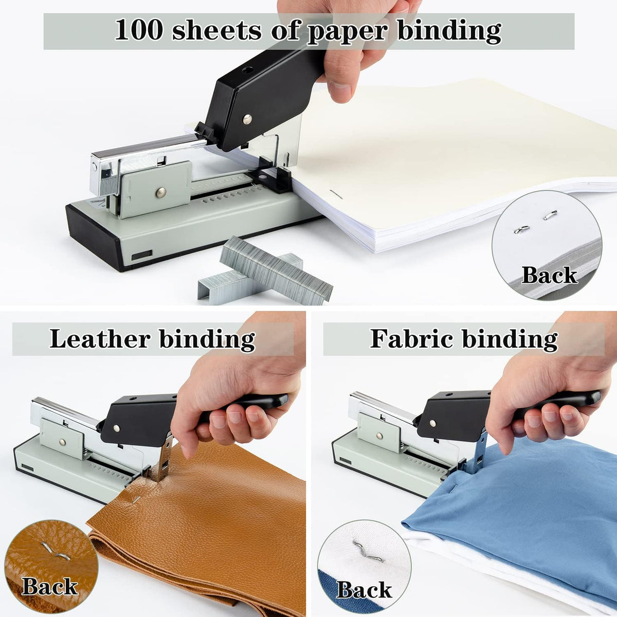 IMLIKE Heavy Duty Stapler with 2000 Staples: 100 Sheets High Capacity Manual Office Stapler, Metal,Jam Free,for Paper Binding, Include 23/8 & 23/13 Staples Each 1000PCS