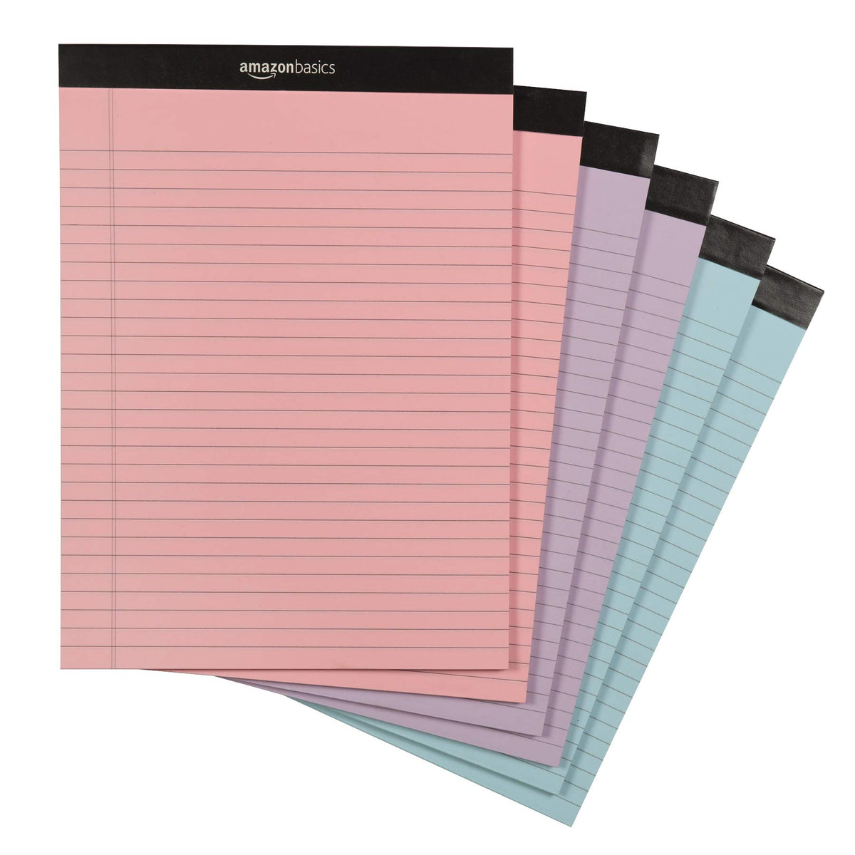 Amazon Basics Wide Ruled Lined Writing Note Pads for Office Supplies, 8.5" x 11.75", White, 12-Pack of 50 Perforated Sheets