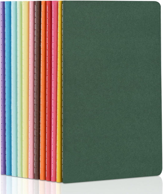 ZCZN 12 Pack Colorful Blank Notebooks Bulk, A5 Journals with 12 Colors, 60 Pages/30 Sheets, 8.3x5.5 Inch, Plain Paper, Travel Writing Journal Notebooks for Work & School