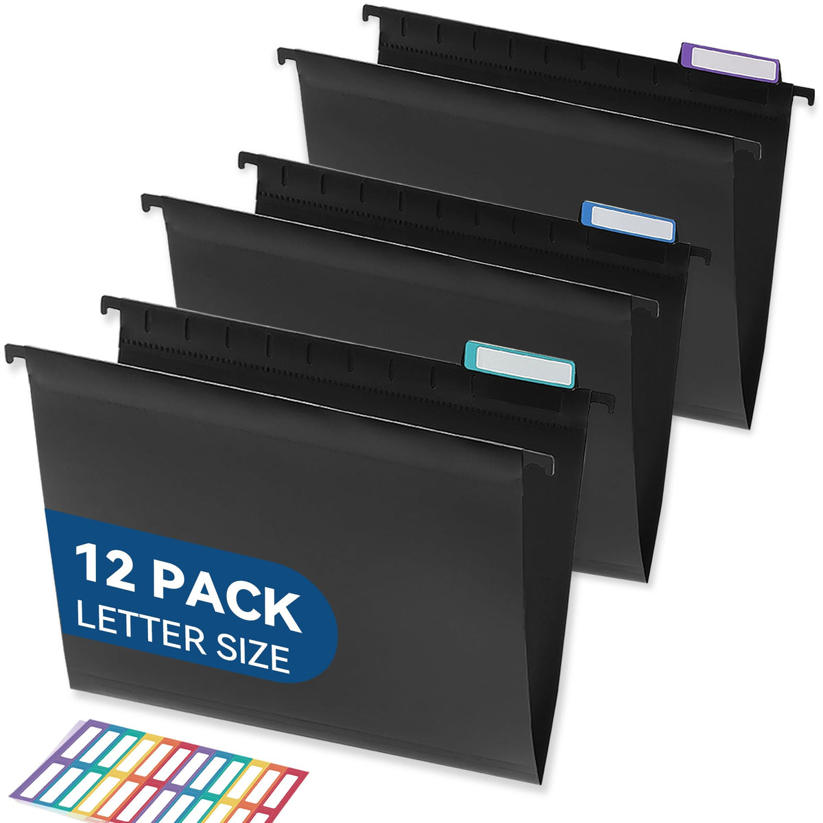 SortRax Plastic Hanging File Folders, Letter Size, Tear-Resistant, Pastel