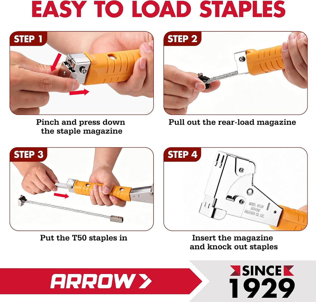 Arrow T50 Heavy-Duty Staple Gun, Manual Stapler