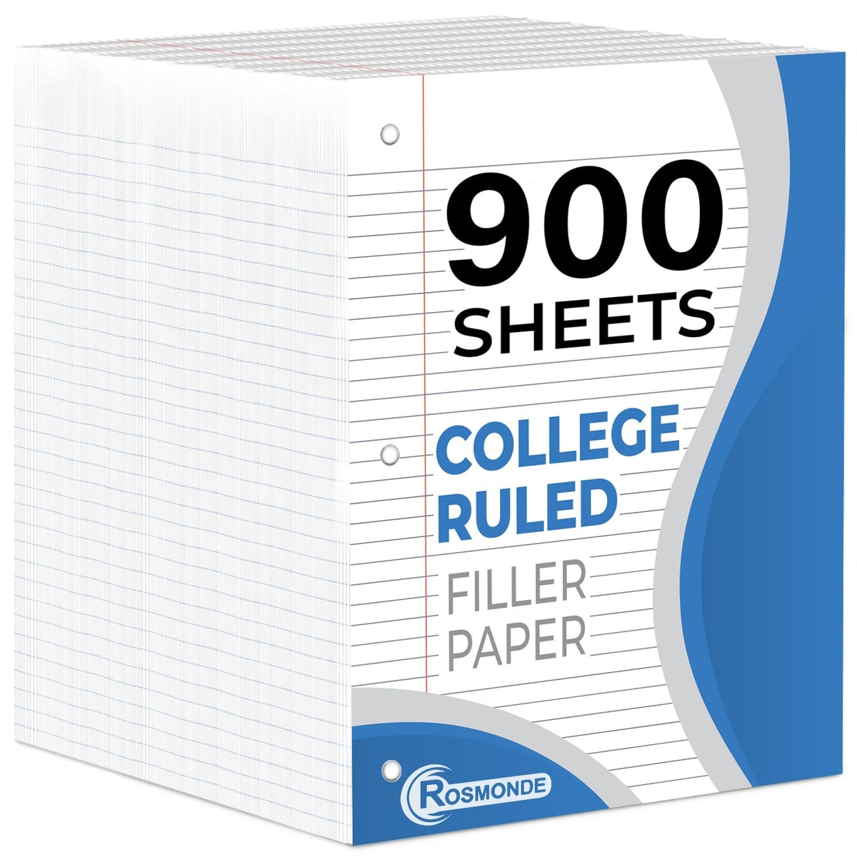 Rosmonde 450 Sheets Loose Leaf Paper, 3 Pack, College Ruled Filler Paper