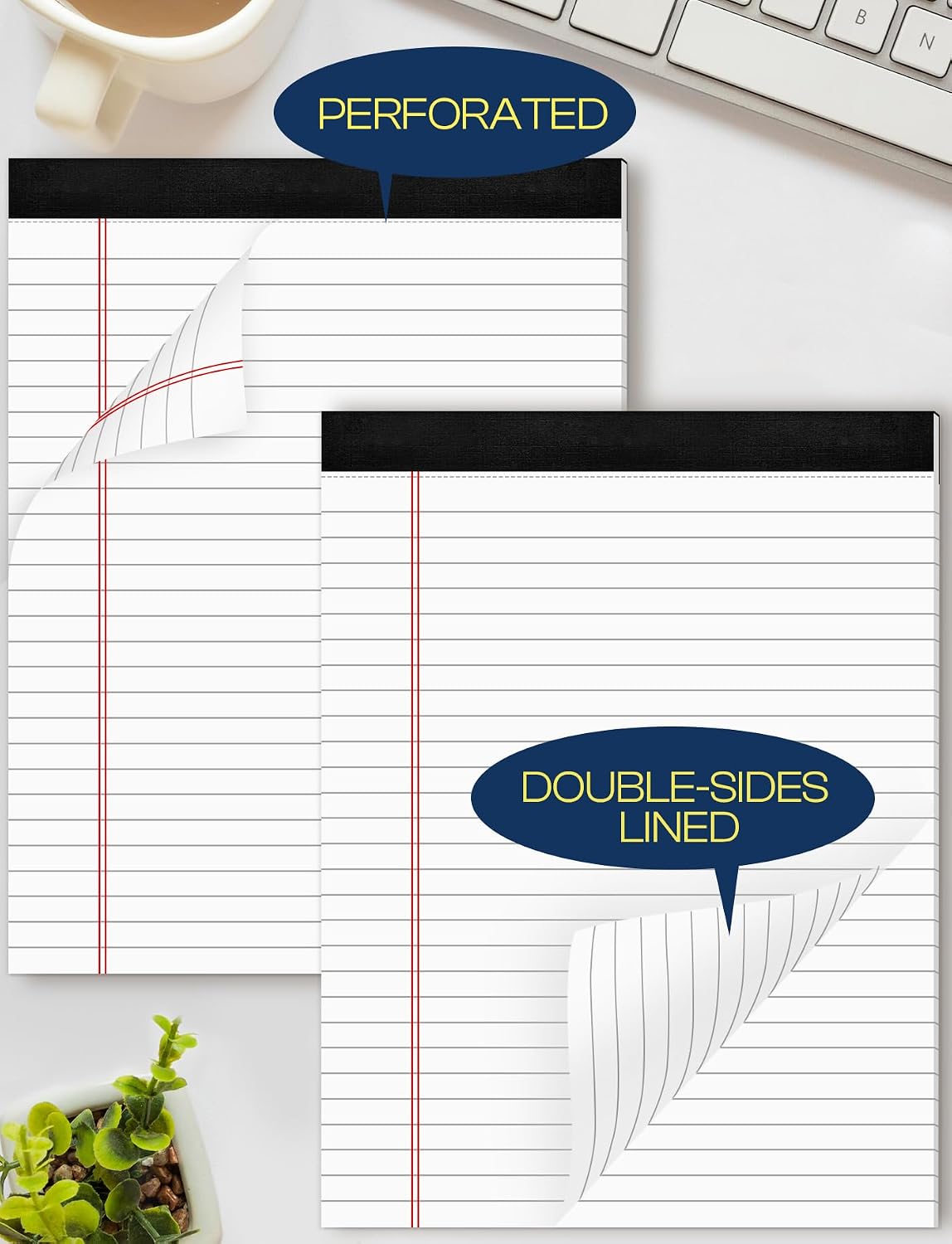 Legal Pads 8.5 x 11 White Note Pads 8.5 x 11 In 2 Pack Notepads 8.5 x 11