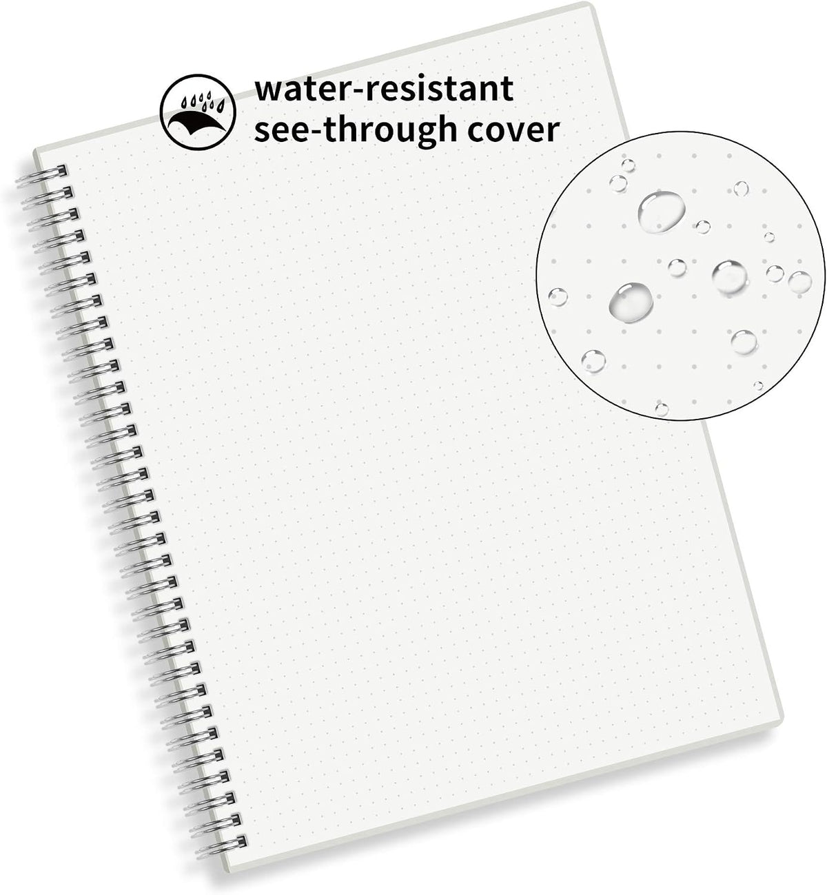 Large Dot Grid Spiral Notebook, 8.5" x 11", Premium 100gsm Ivory White Paper, Sturdy See-Through Cover, 128 Dotted Pages per Notebook(2 Pack) for Home, School, Office, Artist Writing/Drawing