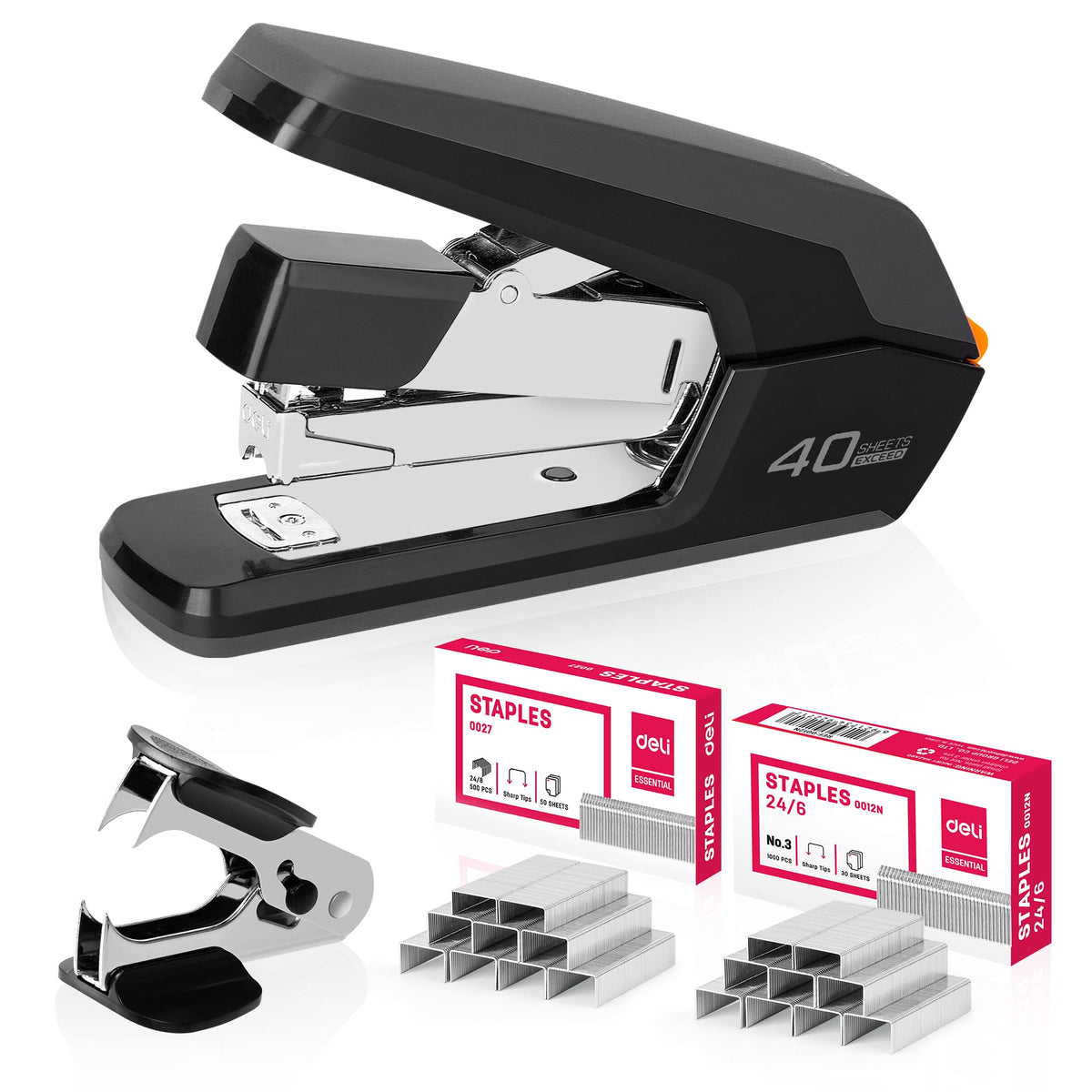Deli Effortless Desktop Stapler, Heavy Duty Stapler, Violet