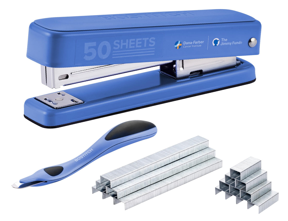 Bostitch Titan Heavy Duty Metal Stapler, 50 Sheet Capacity with 1250 Staples and Ergonomic Staple Remover, Jam Free Stapling, Full Strip Stapler for Desk, Office and Classroom, Purple